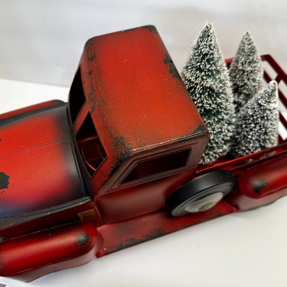 🎄Valerie Parr Hill Red Metal Truck with Bottle Brush Trees/EUC🎄 - Picture 4 of 15